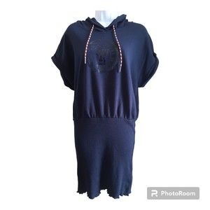 Tommy Jeans Short Sleeve Sweatshirt Hoodie Dress, Navy Blue, Size Large, NWT